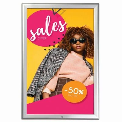 Lockable Snap Frame 20 X 30 Poster Size 1.25 Silver Color Profile, Mitered Corner