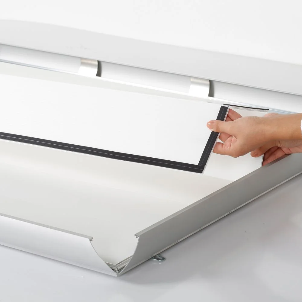 Portable 1.77 Snap Frame, mitred, 27x40, silver, white backing, clear cover-10 Portable 1.77 Snap Frame, mitred, 27x40, silver, white backing, clear cover-10