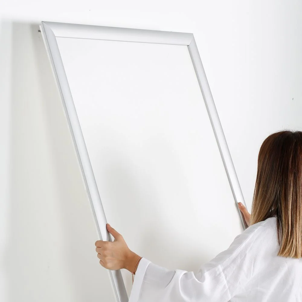 Portable 1.77 Snap Frame, mitred, 27x40, silver, white backing, clear cover-17 Portable 1.77 Snap Frame, mitred, 27x40, silver, white backing, clear cover-17
