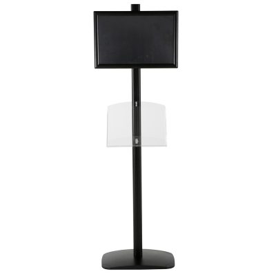 free-standing-stand-in-black-color-with-1-x-11X17-frame-in-portrait-and-landscape-and-1-2-x-8.5x11-clear-shelf-in-acrylic-single-sided-11