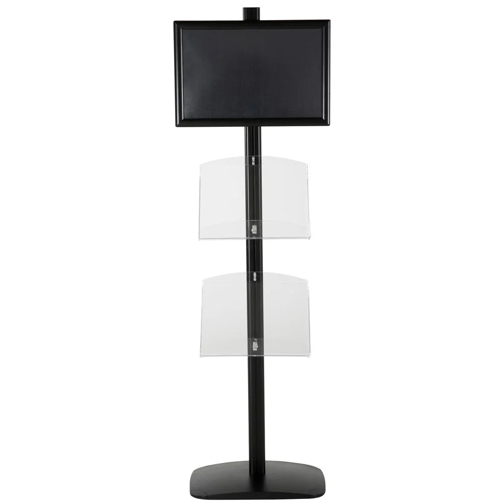 free-standing-stand-in-black-color-with-1-x-11X17-frame-in-portrait-and-landscape-and-2-x-8.5x11-clear-shelf-in-acrylic-single-sided-4