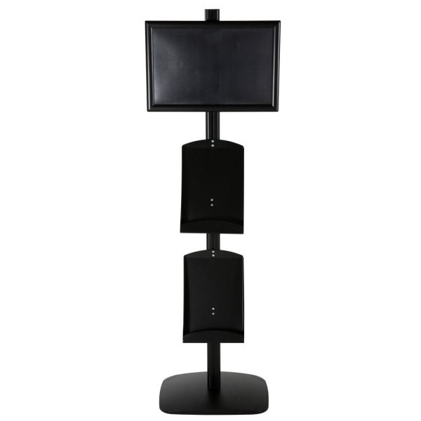 free-standing-stand-in-black-color-with-1-x-11X17-frame-in-portrait-and-landscape-and-2-x-8.5x11-steel-shelf-single-sided-12