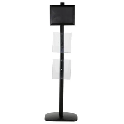 free-standing-stand-in-black-color-with-1-x-8.5X11-frame-in-portrait-and-landscape-and-2-x-8.5x11-clear-pocket-shelf-single-sided-12