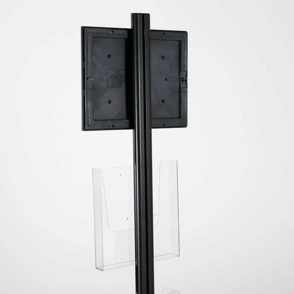 free-standing-stand-in-black-color-with-1-x-8.5X11-frame-in-portrait-and-landscape-and-2-x-8.5x11-clear-pocket-shelf-single-sided-16