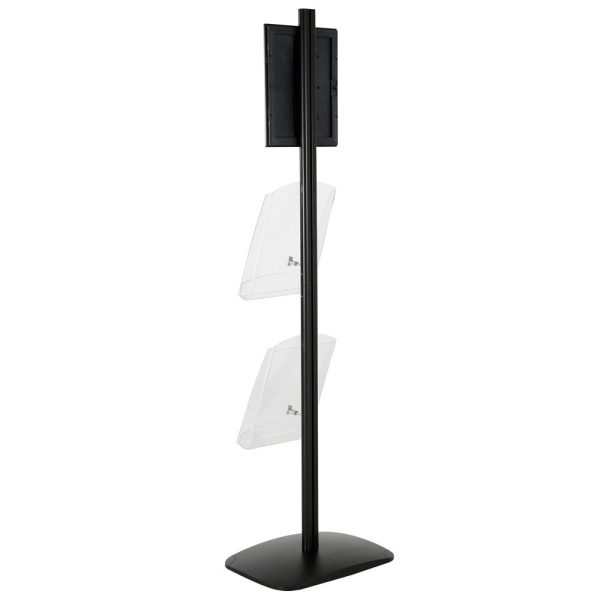 free-standing-stand-in-black-color-with-1-x-8.5X11-frame-in-portrait-and-landscape-and-2-x-8.5x11-clear-shelf-in-acrylic-single-sided-8