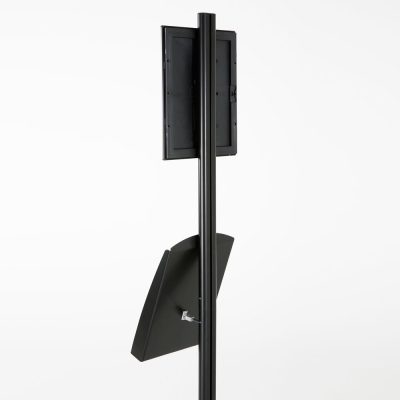 free-standing-stand-in-black-color-with-1-x-8.5x11-frame-in-portrait-and-landscape-and-1-x-8.5x11-steel-shelf-single-sided-8