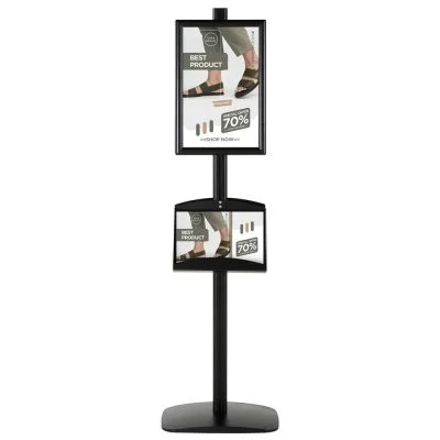 free-standing-stand-in-black-color-with-2-x-11X17-frame-in-portrait-and-landscape-and-2-x-5.5x8.5-steel-shelf-double-sided-4