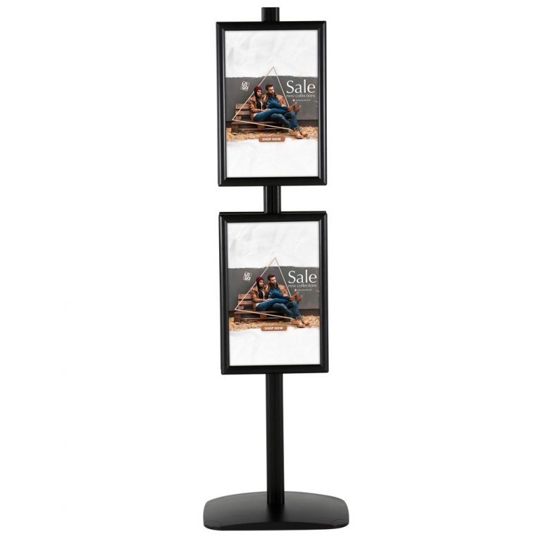 4 x (11×17) Floor Display Stand Portrait and Landscape / Black / Double