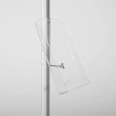 free-standing-stand-in-silver-color-with-1-x-11X17-frame-in-portrait-and-landscape-and-1-x-8.5x11-clear-shelf-in-acrylic-single-sided