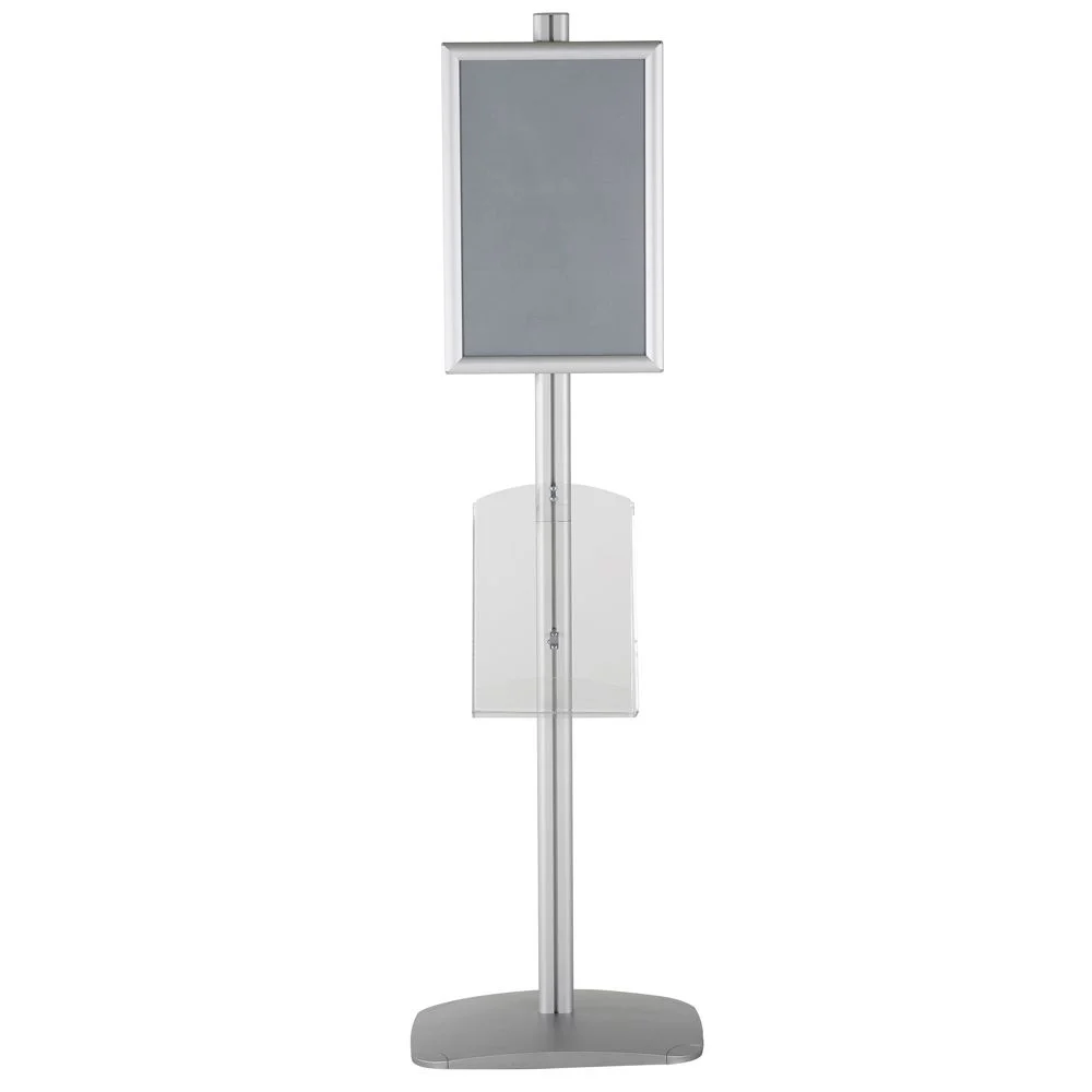 free-standing-stand-in-silver-color-with-1-x-11X17-frame-in-portrait-and-landscape-and-1-x-8.5x11-clear-shelf-in-acrylic-single-sided-11 free-standing-stand-in-silver-color-with-1-x-11X17-frame-in-portrait-and-landscape-and-1-x-8.5x11-clear-shelf-in-acrylic-single-sided