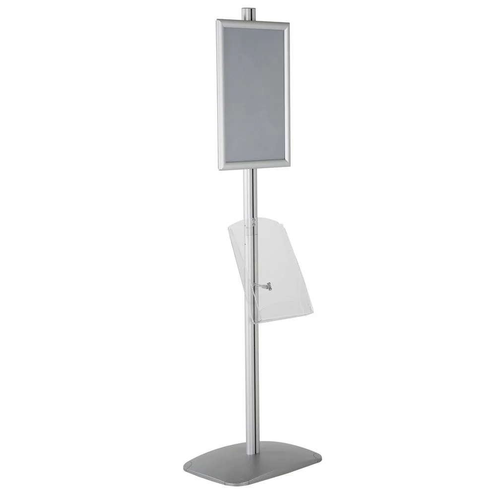 free-standing-stand-in-silver-color-with-1-x-11X17-frame-in-portrait-and-landscape-and-1-x-8.5x11-clear-shelf-in-acrylic-single-sided-12 free-standing-stand-in-silver-color-with-1-x-11X17-frame-in-portrait-and-landscape-and-1-x-8.5x11-clear-shelf-in-acrylic-single-sided