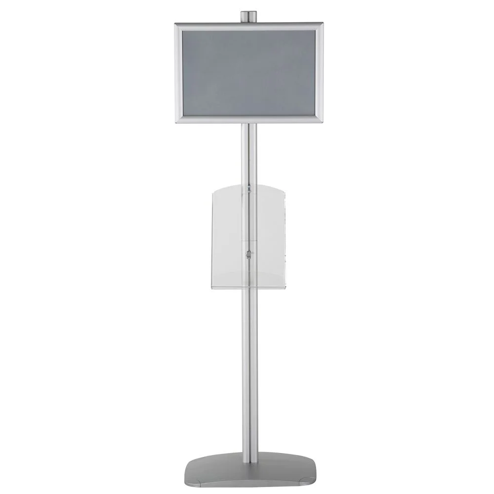 free-standing-stand-in-silver-color-with-1-x-11X17-frame-in-portrait-and-landscape-and-1-x-8.5x11-clear-shelf-in-acrylic-single-sided-5 free-standing-stand-in-silver-color-with-1-x-11X17-frame-in-portrait-and-landscape-and-1-x-8.5x11-clear-shelf-in-acrylic-single-sided