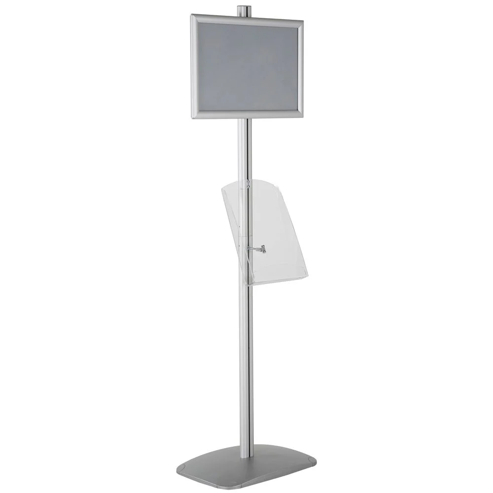 free-standing-stand-in-silver-color-with-1-x-11X17-frame-in-portrait-and-landscape-and-1-x-8.5x11-clear-shelf-in-acrylic-single-sided-6 free-standing-stand-in-silver-color-with-1-x-11X17-frame-in-portrait-and-landscape-and-1-x-8.5x11-clear-shelf-in-acrylic-single-sided