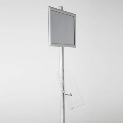 free-standing-stand-in-silver-color-with-1-x-11X17-frame-in-portrait-and-landscape-and-1-x-8.5x11-clear-shelf-in-acrylic-single-sided