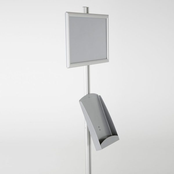 free-standing-stand-in-silver-color-with-1-x-11X17-frame-in-portrait-and-landscape-and-1-x-8.5x11-steel-shelf-single-sided