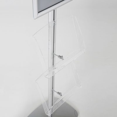 free-standing-stand-in-silver-color-with-1-x-11X17-frame-in-portrait-and-landscape-and-2-x-8.5x11-clear-shelf-in-acrylic-single-sided-17