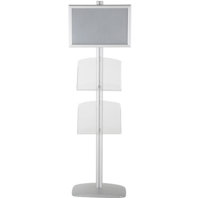 free-standing-stand-in-silver-color-with-1-x-11X17-frame-in-portrait-and-landscape-and-2-x-8.5x11-clear-shelf-in-acrylic-single-sided-5