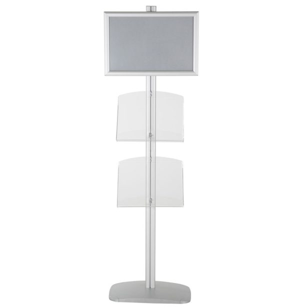 free-standing-stand-in-silver-color-with-1-x-11X17-frame-in-portrait-and-landscape-and-2-x-8.5x11-clear-shelf-in-acrylic-single-sided-5