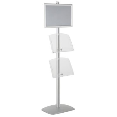 free-standing-stand-in-silver-color-with-1-x-11X17-frame-in-portrait-and-landscape-and-2-x-8.5x11-clear-shelf-in-acrylic-single-sided-6