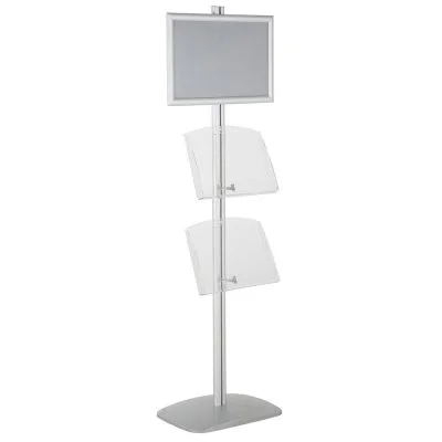 free-standing-stand-in-silver-color-with-1-x-11X17-frame-in-portrait-and-landscape-and-2-x-8.5x11-clear-shelf-in-acrylic-single-sided-6