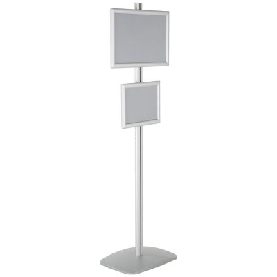 free-standing-stand-in-silver-color-with-1-x-11x17-frame-and-1-x-8.5x11-frame-in-portrait-and-landscape-position-single-sided