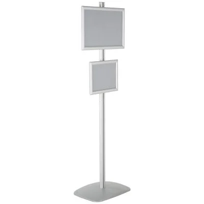free-standing-stand-in-silver-color-with-1-x-11x17-frame-and-1-x-8.5x11-frame-in-portrait-and-landscape-position-single-sided