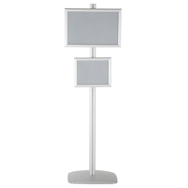 free-standing-stand-in-silver-color-with-1-x-11x17-frame-and-1-x-8.5x11-frame-in-portrait-and-landscape-position-single-sided