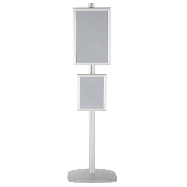 free-standing-stand-in-silver-color-with-1-x-11x17-frame-and-1-x-8.5x11-frame-in-portrait-and-landscape-position-single-sided