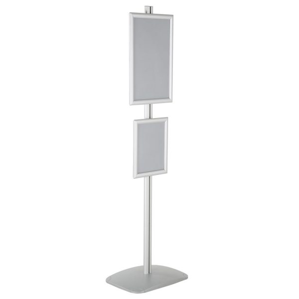 free-standing-stand-in-silver-color-with-1-x-11x17-frame-and-1-x-8.5x11-frame-in-portrait-and-landscape-position-single-sided