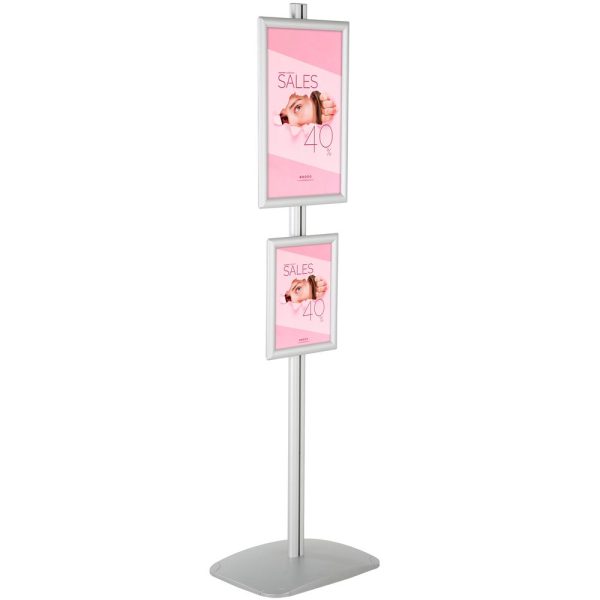 free-standing-stand-in-silver-color-with-1-x-11x17-frame-and-1-x-8.5x11-frame-in-portrait-and-landscape-position-single-sided