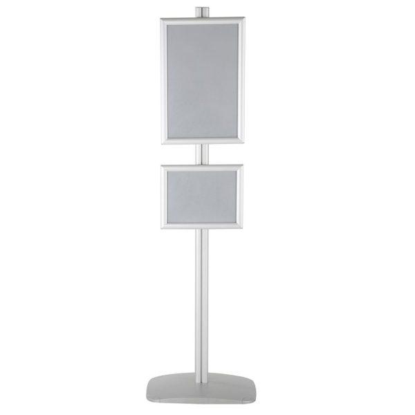 free-standing-stand-in-silver-color-with-1-x-11x17-frame-and-1-x-8.5x11-frame-in-portrait-and-landscape-position-single-sided