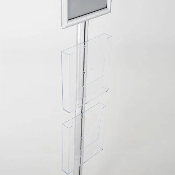 free-standing-stand-in-silver-color-with-1-x-8.5X11-frame-in-portrait-and-landscape-and-2-x-8.5x11-clear-pocket-shelf-single-sided-11