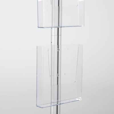 free-standing-stand-in-silver-color-with-1-x-8.5X11-frame-in-portrait-and-landscape-and-2-x-8.5x11-clear-pocket-shelf-single-sided-12