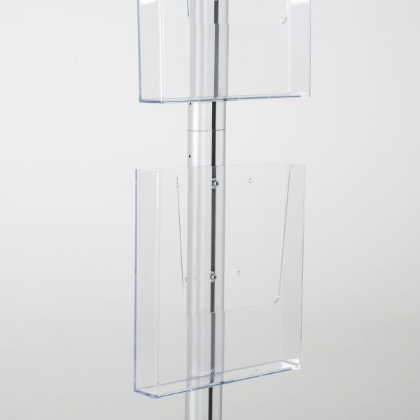 free-standing-stand-in-silver-color-with-1-x-8.5X11-frame-in-portrait-and-landscape-and-2-x-8.5x11-clear-pocket-shelf-single-sided-12
