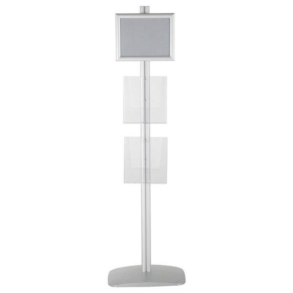free-standing-stand-in-silver-color-with-1-x-8.5X11-frame-in-portrait-and-landscape-and-2-x-8.5x11-clear-pocket-shelf-single-sided-13