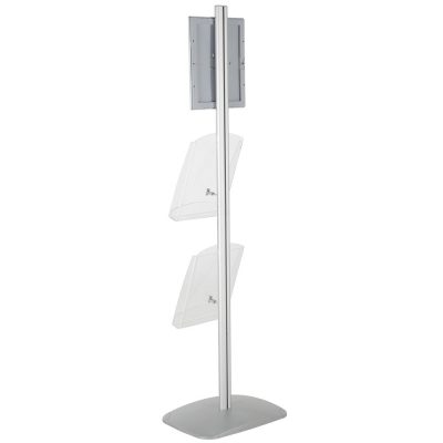 free-standing-stand-in-silver-color-with-1-x-8.5X11-frame-in-portrait-and-landscape-and-2-x-8.5x11-clear-shelf-in-acrylic-single-sided-12