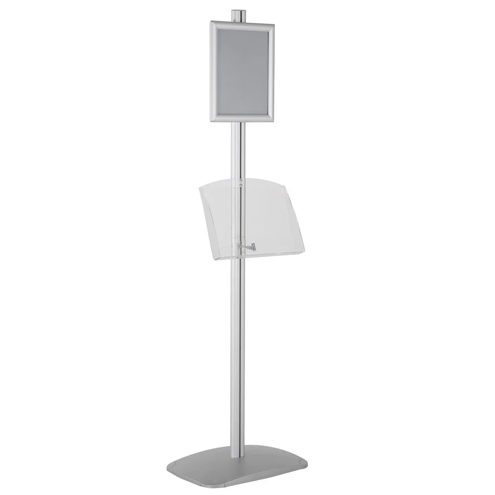 free-standing-stand-in-silver-color-with-1-x-8.5x11-frame-in-portrait-and-landscape-and-1-2-x-8.5x11-clear-shelf-in-acrylic-single-sided-6 free-standing-stand-in-silver-color-with-1-x-8.5x11-frame-in-portrait-and-landscape-and-1-2-x-8.5x11-clear-shelf-in-acrylic-single-sided-6