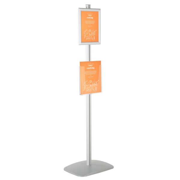 free-standing-stand-in-silver-color-with-1-x-8.5x11-frame-in-portrait-and-landscape-and-1-x-8.5x11-clear-pocket-shelf-single-sided-4