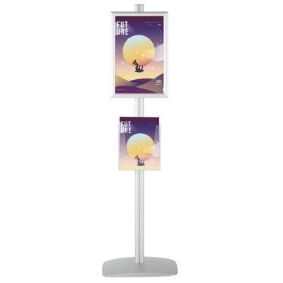 free-standing-stand-in-silver-color-with-2-x-11X17-frame-in-portrait-and-landscape-and-2-x-8.5x11-clear-pocket-shelf-double-sided-4