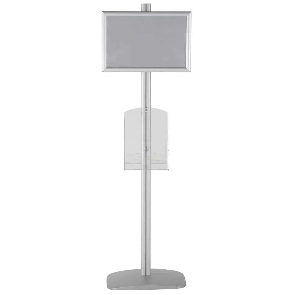 free-standing-stand-in-silver-color-with-2-x-11X17-frame-in-portrait-and-landscape-and-2-x-8.5x11-clear-shelf-in-acrylic-double-sided-5 free-standing-stand-in-silver-color-with-2-x-11X17-frame-in-portrait-and-landscape-and-2-x-8.5x11-clear-shelf-in-acrylic-double-sided-5