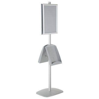 free-standing-stand-in-silver-color-with-2-x-11X17-frame-in-portrait-and-landscape-and-2-x-8.5x11-steel-shelf-double-sided-11