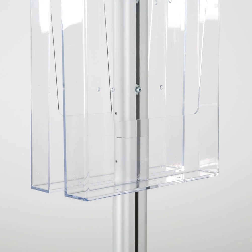 free-standing-stand-in-silver-color-with-2-x-8.5x11-frame-in-portrait-and-landscape-and-2-x-8.5x11-clear-pocket-shelf-double-sided-10 free-standing-stand-in-silver-color-with-2-x-8.5x11-frame-in-portrait-and-landscape-and-2-x-8.5x11-clear-pocket-shelf-double-sided-10