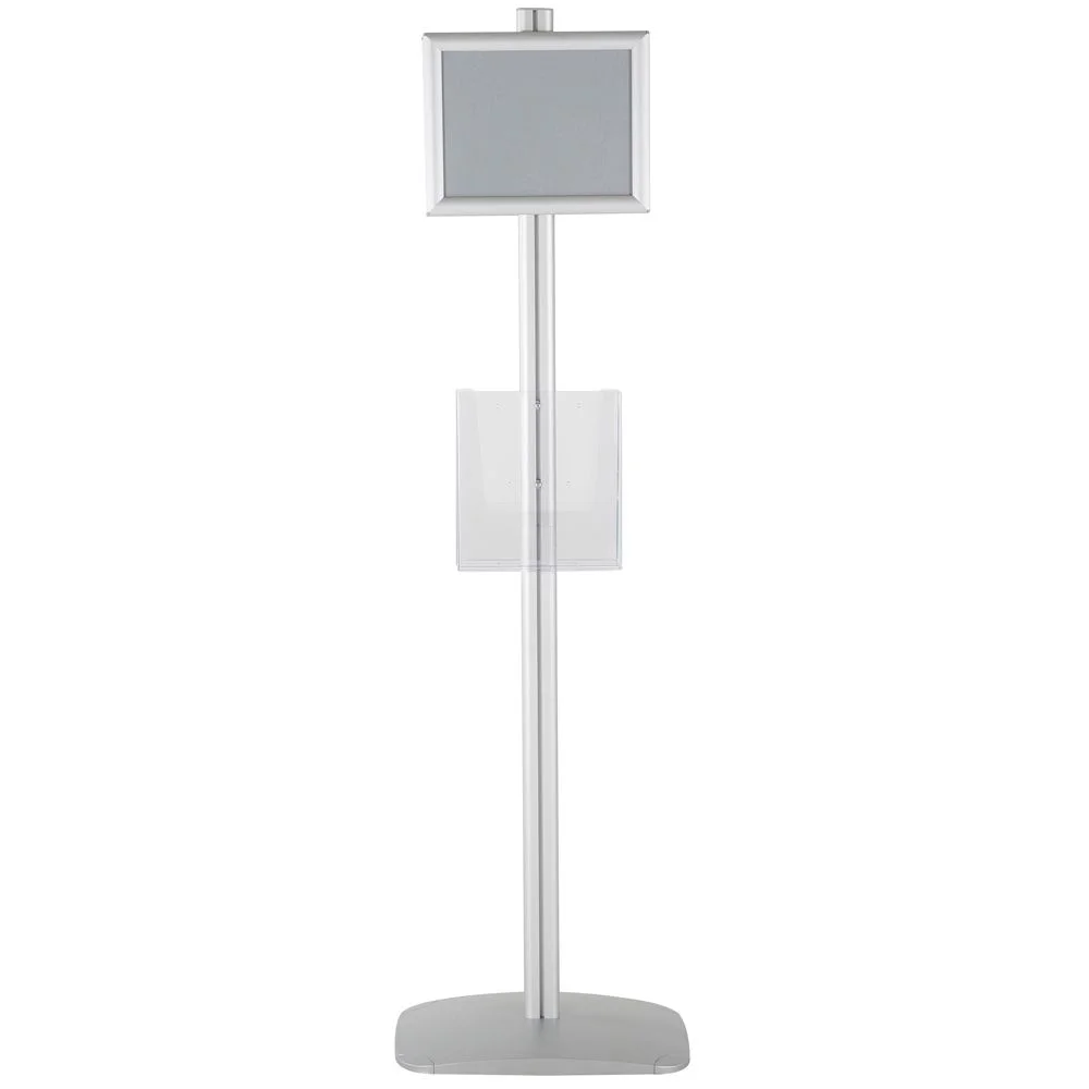 free-standing-stand-in-silver-color-with-2-x-8.5x11-frame-in-portrait-and-landscape-and-2-x-8.5x11-clear-pocket-shelf-double-sided-12 free-standing-stand-in-silver-color-with-2-x-8.5x11-frame-in-portrait-and-landscape-and-2-x-8.5x11-clear-pocket-shelf-double-sided-12