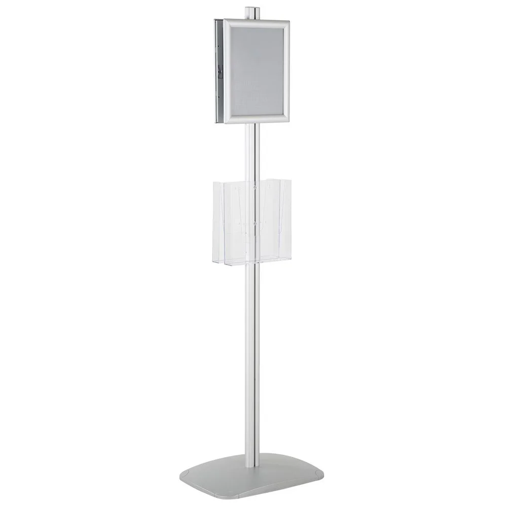 free-standing-stand-in-silver-color-with-2-x-8.5x11-frame-in-portrait-and-landscape-and-2-x-8.5x11-clear-pocket-shelf-double-sided-5 free-standing-stand-in-silver-color-with-2-x-8.5x11-frame-in-portrait-and-landscape-and-2-x-8.5x11-clear-pocket-shelf-double-sided-5