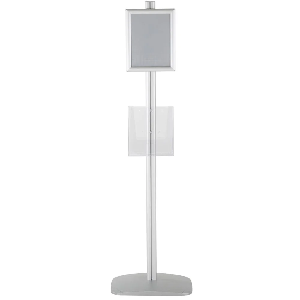 free-standing-stand-in-silver-color-with-2-x-8.5x11-frame-in-portrait-and-landscape-and-2-x-8.5x11-clear-pocket-shelf-double-sided-6 free-standing-stand-in-silver-color-with-2-x-8.5x11-frame-in-portrait-and-landscape-and-2-x-8.5x11-clear-pocket-shelf-double-sided-6