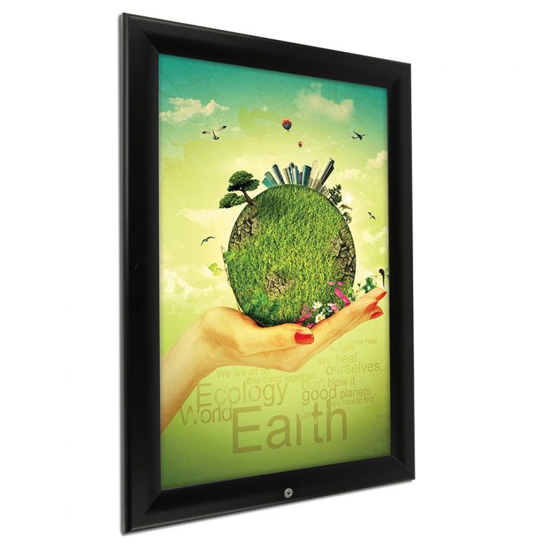 24×36 Lockable Weatherproof & Outdoor Snap Poster Frame 1.38″ Black