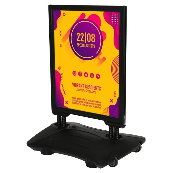 22w x 28h Slidein WindPro Black Frame Black Water Base Sidewalk Sign (2)