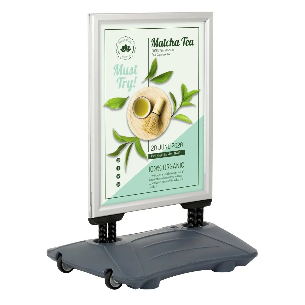 24w x 36h SlideIn WindPro Silver Frame Gray Water Base Sidewalk Sign (1) 24w x 36h SlideIn WindPro Silver Frame Gray Water Base Sidewalk Sign