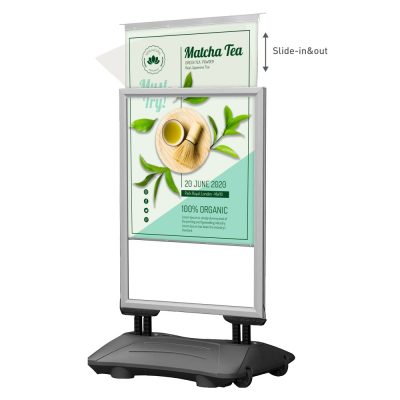 24w x 36h SlideIn WindPro Silver Frame Gray Water Base Sidewalk Sign (2)