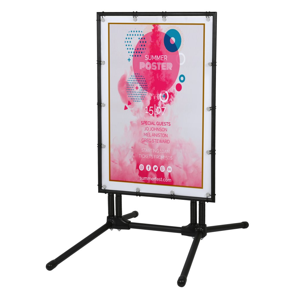 24x36-banner-swingpro-sidewalk-sign-black-frame-black-feet (1) 24x36 Banner advertising a Summerfest with a black frame
